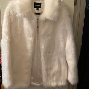 Brand new express faux fur white coat